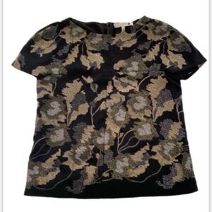 BCBGMaxAzria Black and Gold Patterned Top